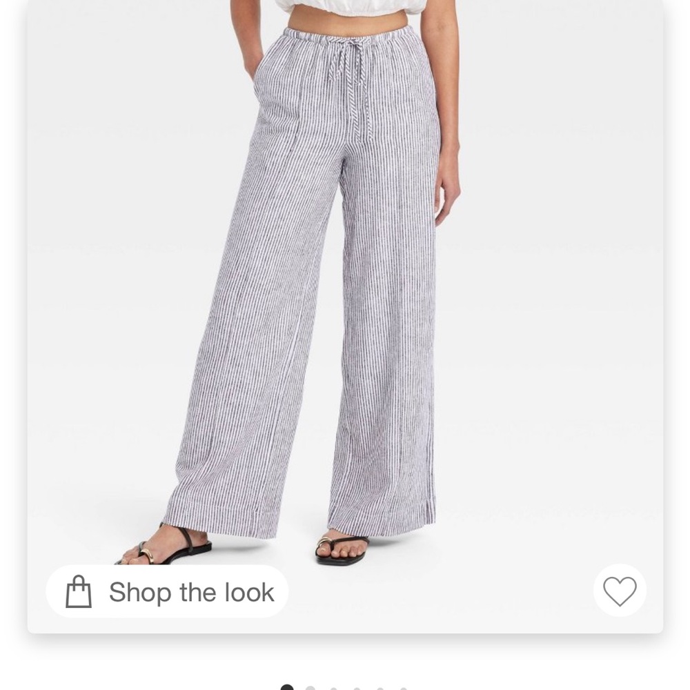 Women’s High-Rise Wide Leg Linen Pull On Pants - A New Day